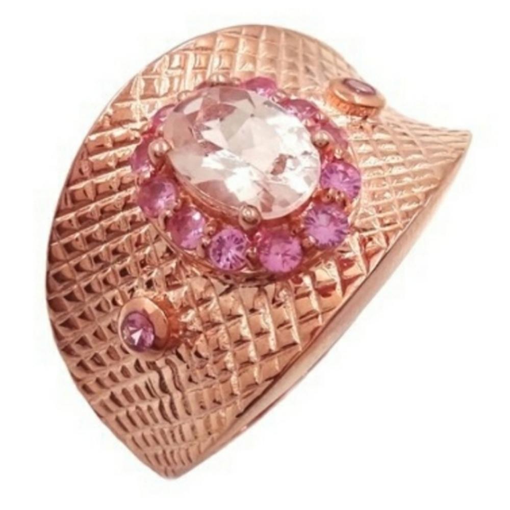 SALE! SAVVY CIE 18K VERMEIL MORGANITE&PINK SPINEL RING.